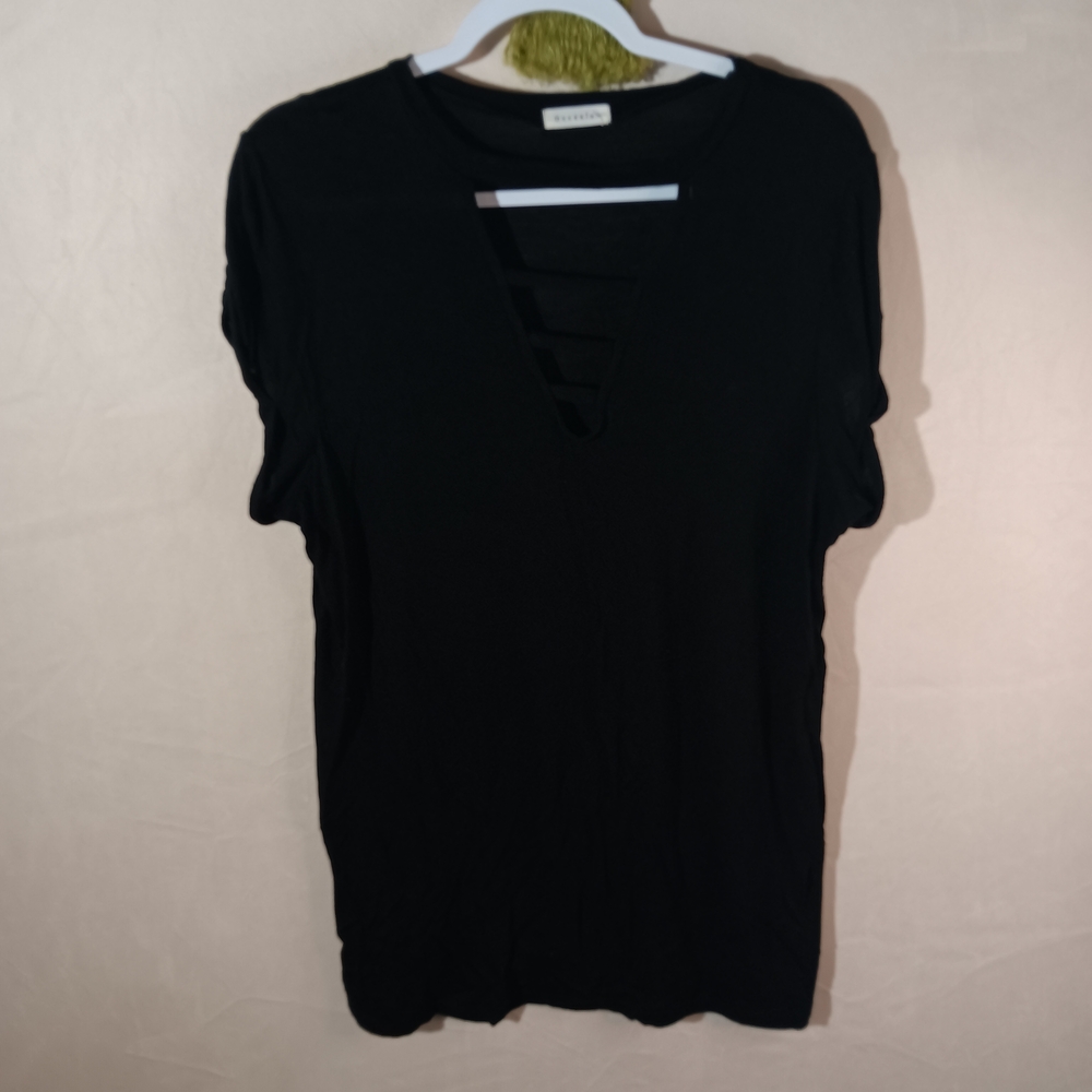 Occasion 🐛 Black Short Sleeve Women's Top